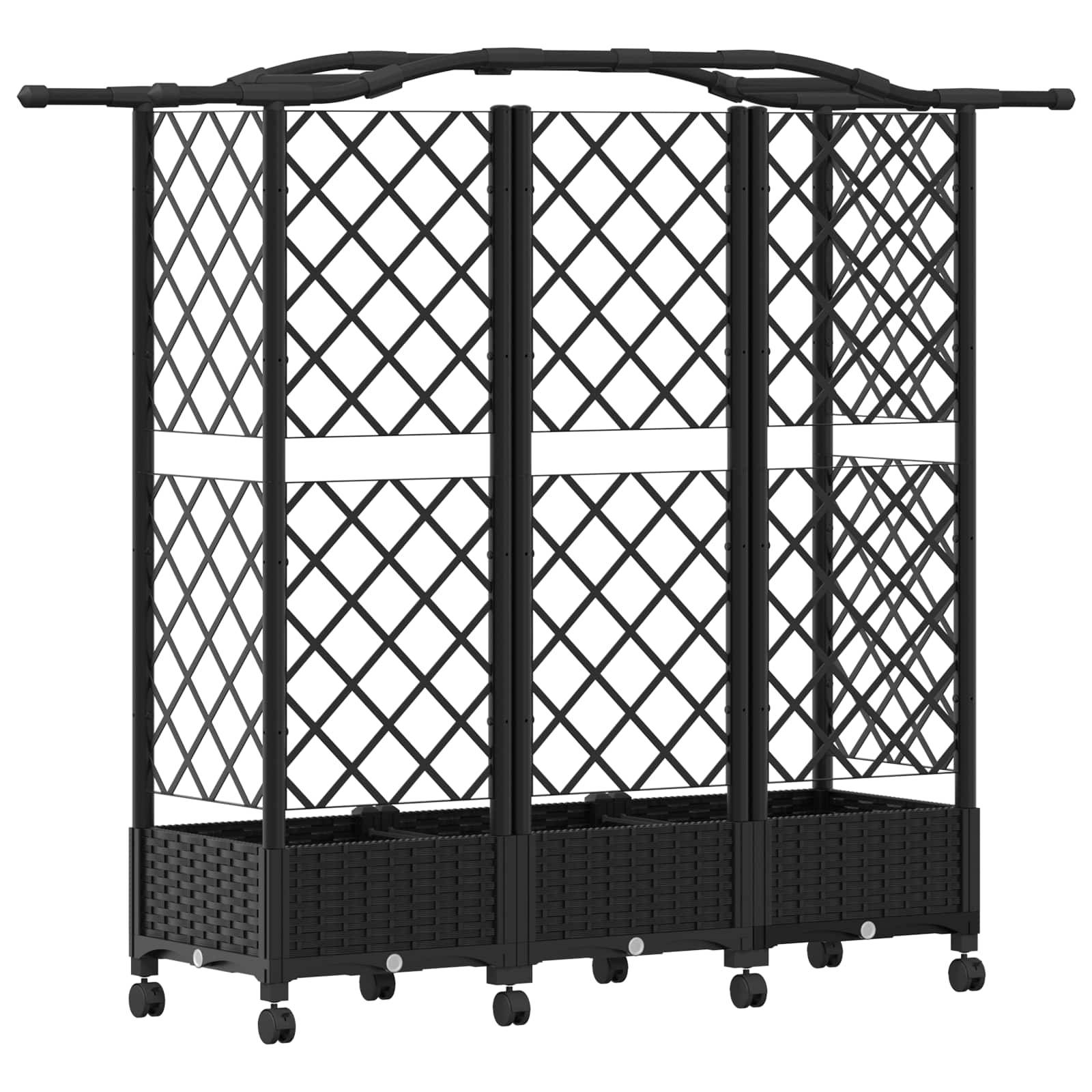 ComfortXL - Potager surélevé en polypropylène pour balcon avec treillis et toit 163cm noir - ComfortXL Outdoor Living - Image 5