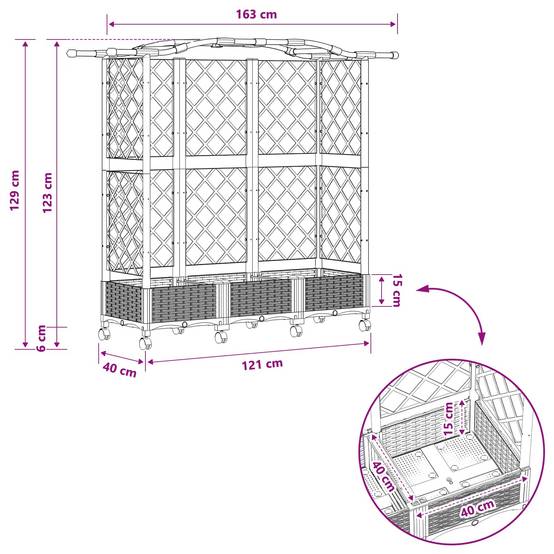 ComfortXL - Potager surélevé en polypropylène pour balcon avec treillis et toit 163cm noir - ComfortXL Outdoor Living - Image 9