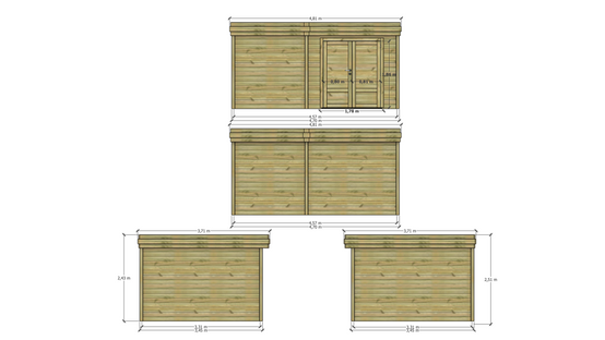 Abri Français - ABRI DE JARDIN bois Pin traité autoclave 27mm - 4,695x3,44m / 16m2 - Bac acier - Abri Français - Image 4