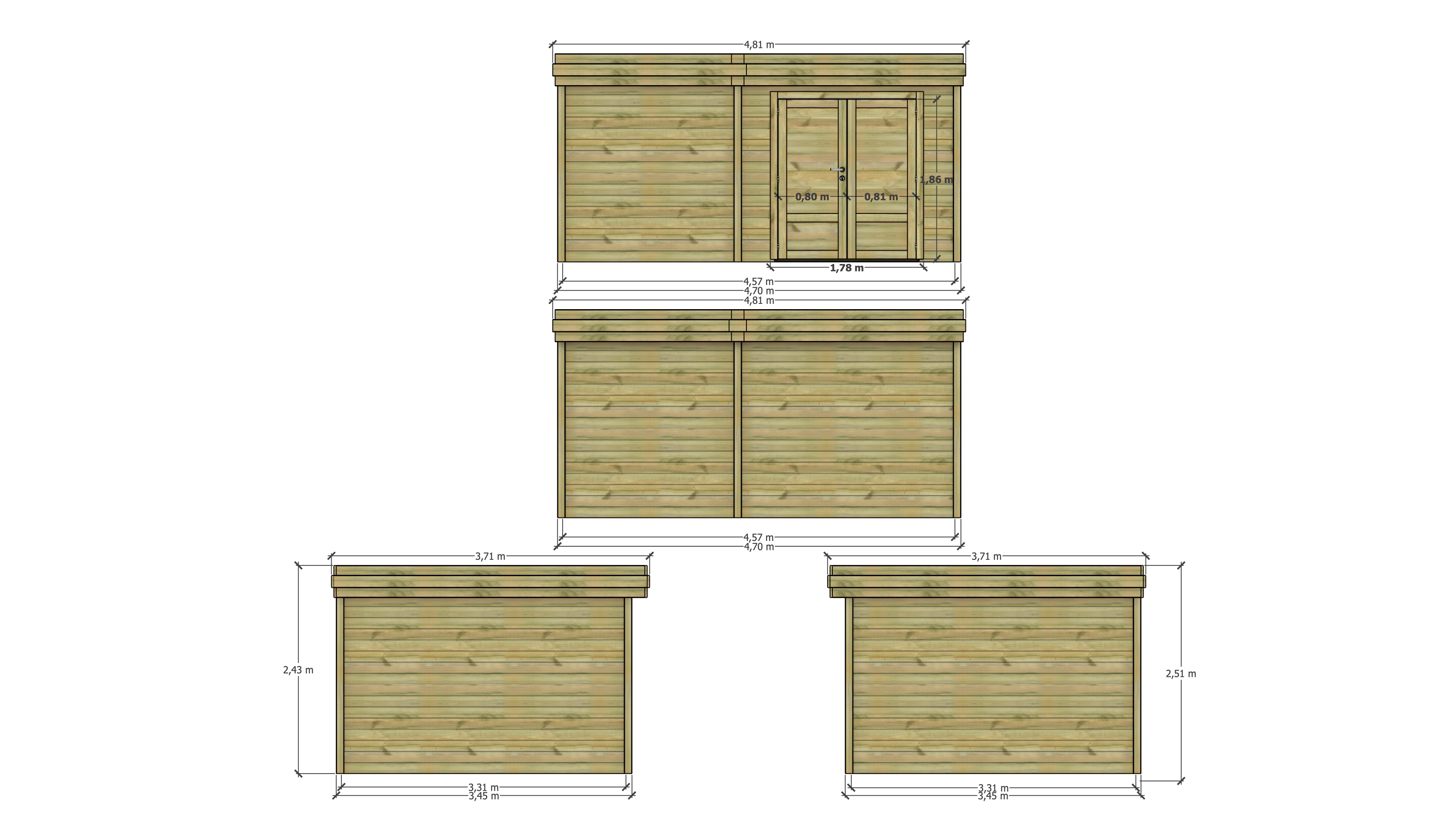 Abri Français - ABRI DE JARDIN bois Pin traité autoclave 27mm - 4,695x3,44m / 16m2 - Bac acier - Abri Français - Image 4