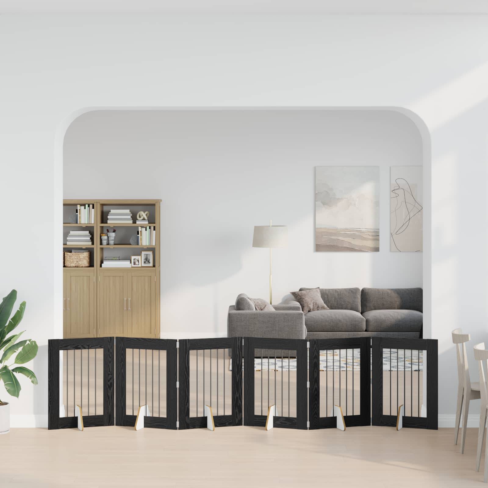 ComfortXL - Clôture chien intérieure bois modulable pliable 362cm finition chêne noir - ComfortXL Outdoor Living - Image 1