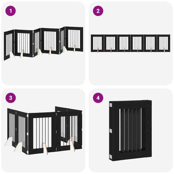 ComfortXL - Clôture chien intérieure bois modulable pliable 362cm finition chêne noir - ComfortXL Outdoor Living - Image 7