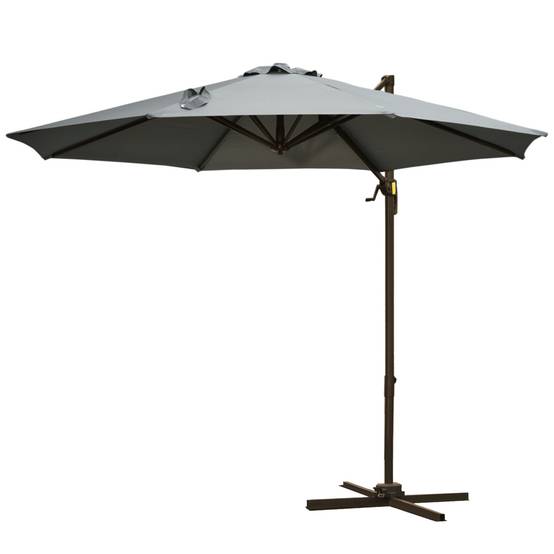 Parasol déporté octogonal inclinable parasol rotatif - 295x295x250cm Polyester Gris fr173 - Image 2