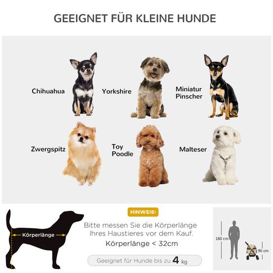 Chariot pour chien pliable en Oxford kaki 67 x 45 x 96 cm - PANGIVO - Image 7