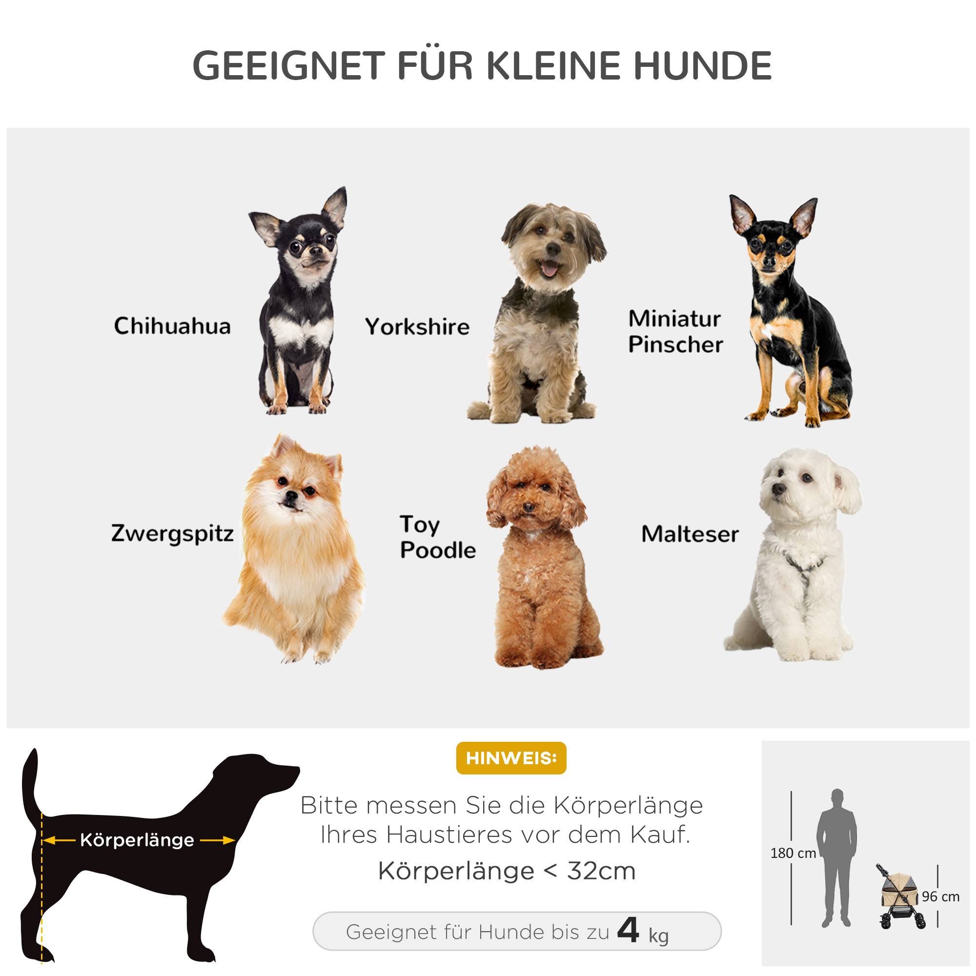 Chariot pour chien pliable en Oxford kaki 67 x 45 x 96 cm - PANGIVO - Image 7