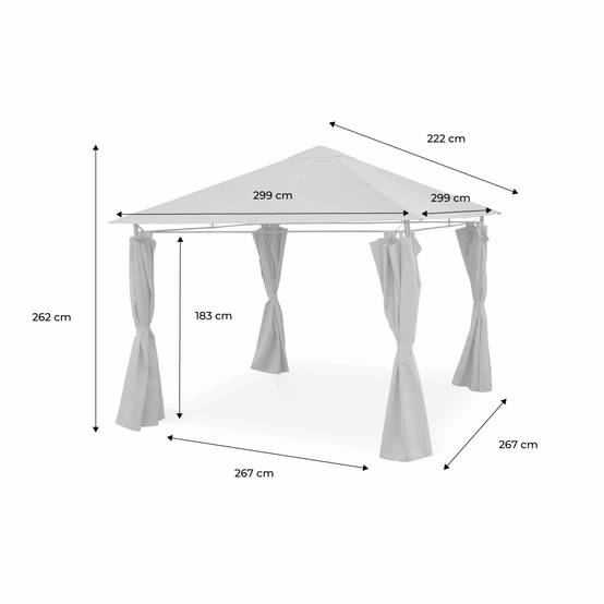 sweeek - Tonnelle 3x3 m - Elusa - Toile grise - Pergola avec rideaux. tente de jardin. barnum. chapiteau. réception | sweeek - Image 6