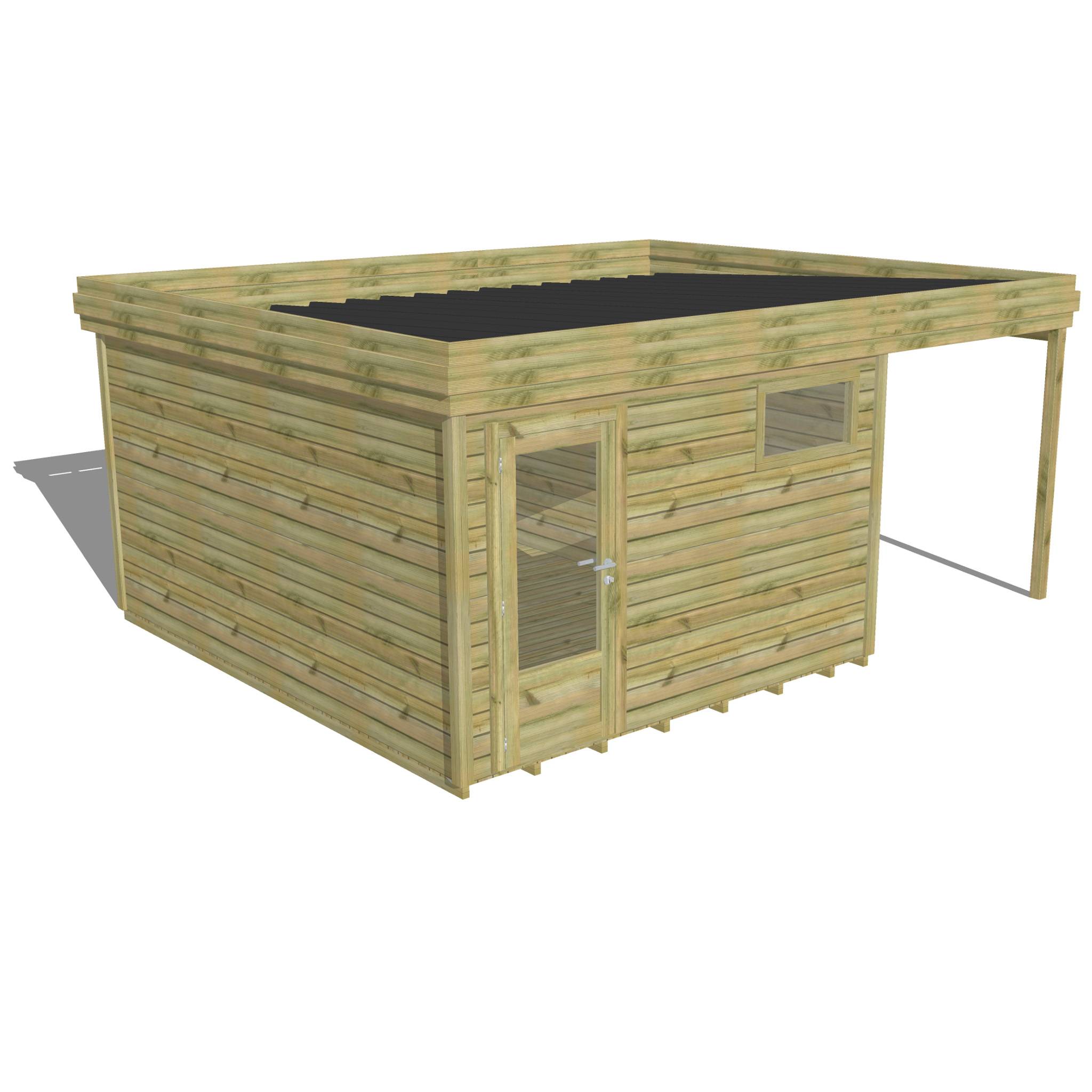 ABRI DE JARDIN bois  autoclave 27mm - 5,44x4,34m / 24m2 - Bac acier - Plancher bois - Image 1