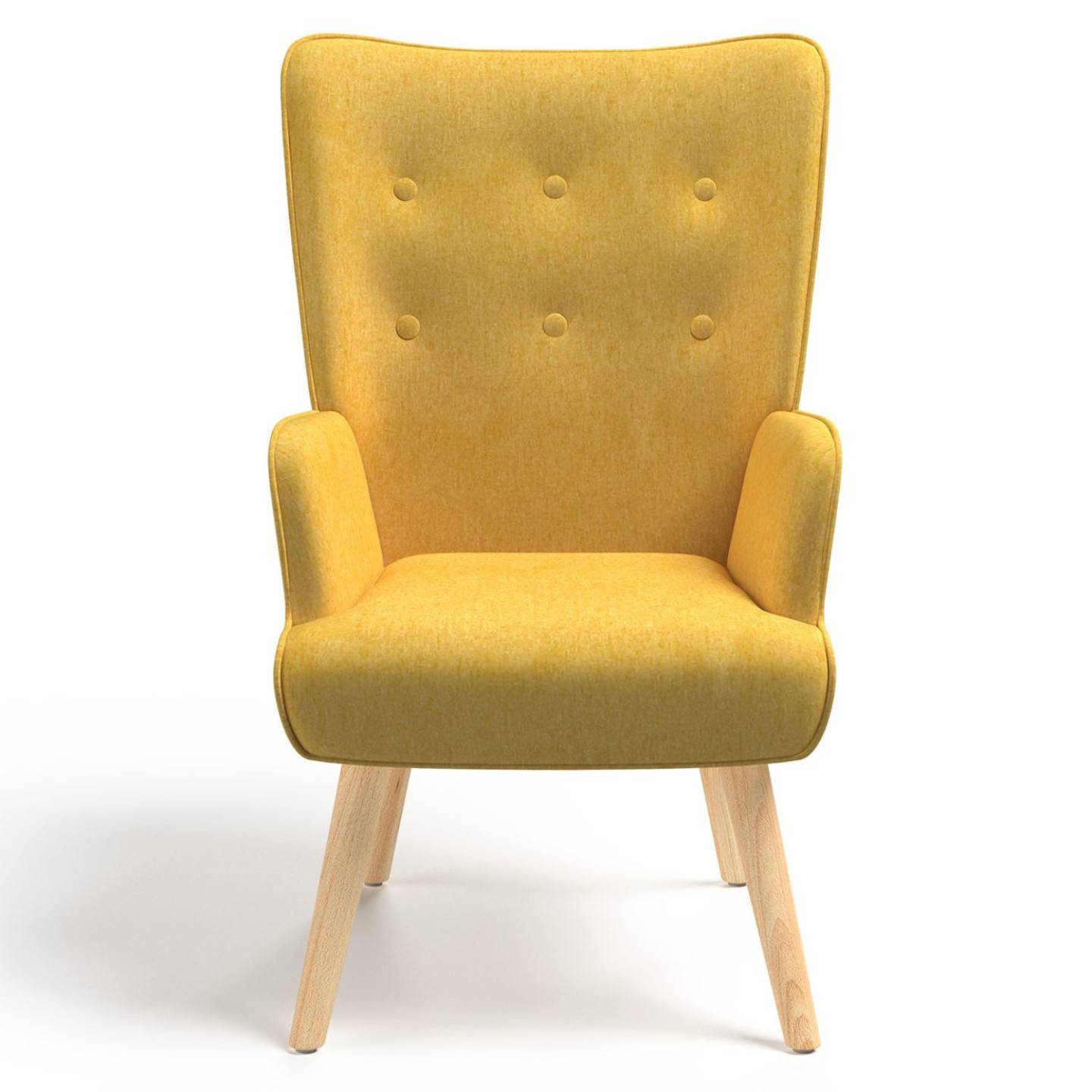 Fauteuil scandinave IVAR en tissu jaune - Image 2