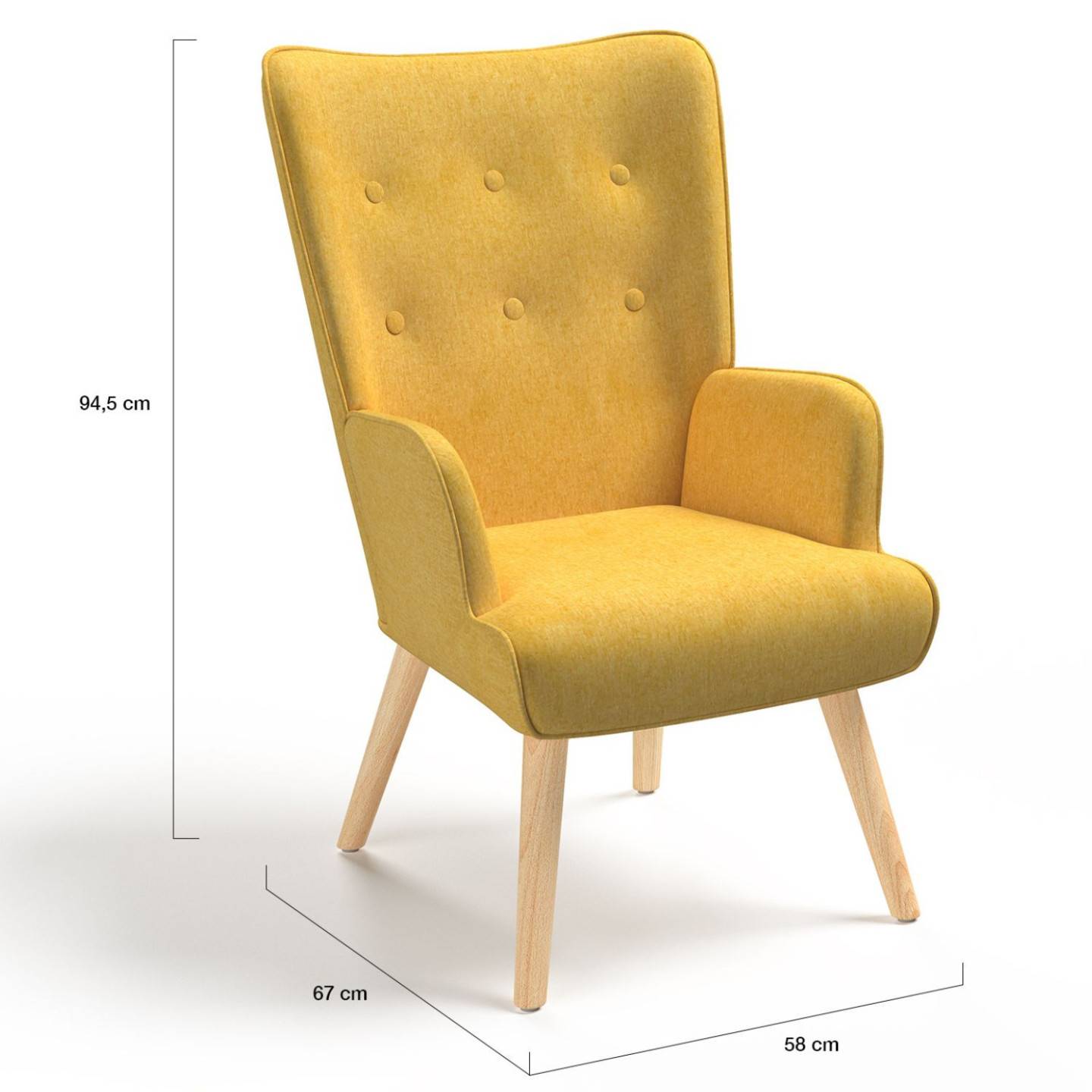 Fauteuil scandinave IVAR en tissu jaune - Image 5