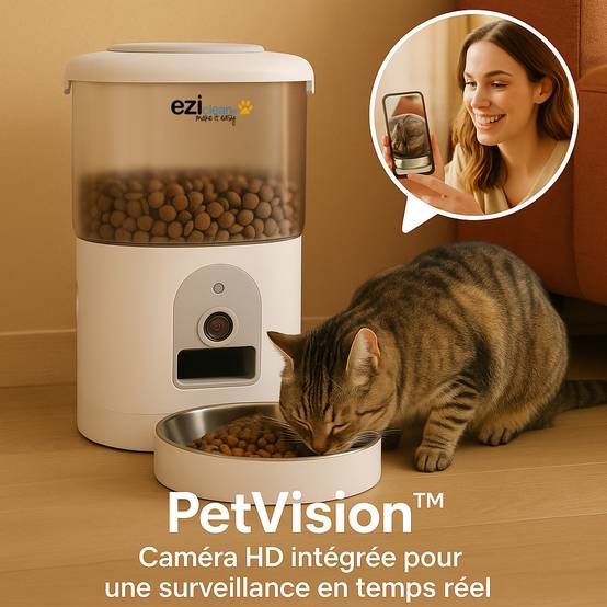 Distributeur de croquettes et fontaine pour chat et petit chien Eziclean® Nutribot Cam+ X (2,5L/4,5L) - Image 7