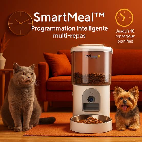 Distributeur de croquettes et fontaine pour chat et petit chien Eziclean® Nutribot Cam+ X (2,5L/4,5L) - Image 5