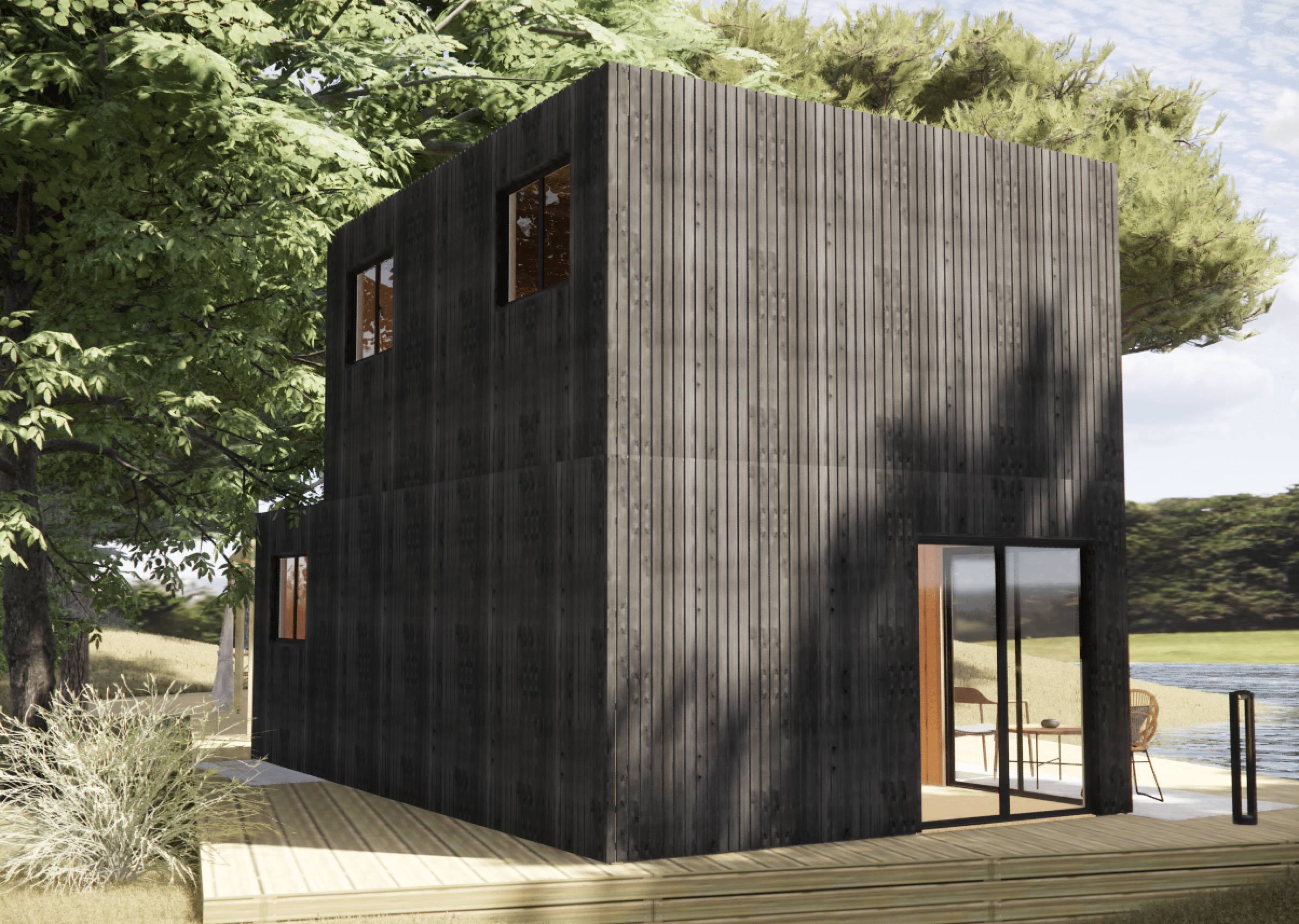 Studio de jardin RE2020 en bois 7,7 x 4,6 x 2,7 m / isolation RE2020 avec mezzanine et terrasse - Image 10