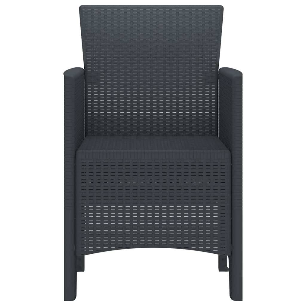 Lot De 4 Chaises De Jardin - Fauteuils De Jardin Anthracite 53 x 49 x 85 cm PP - Image 6