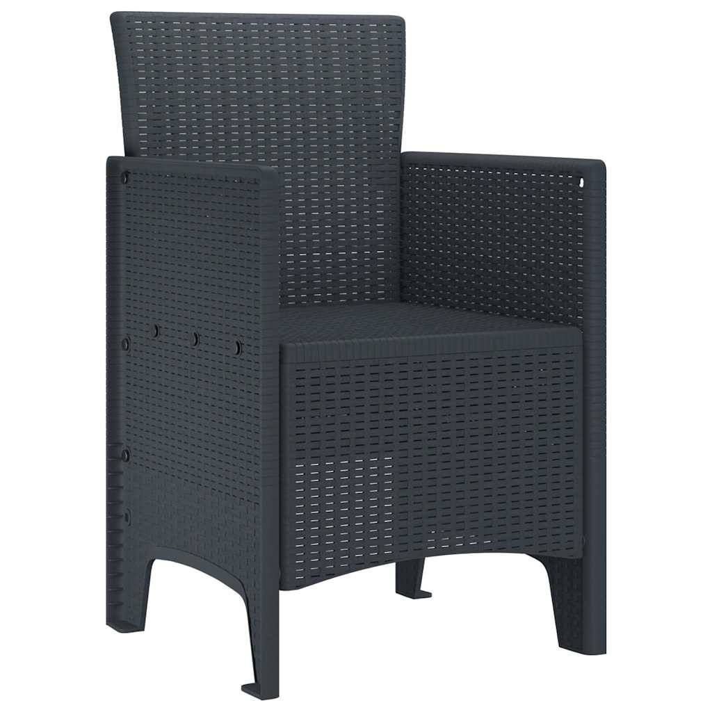 Lot De 4 Chaises De Jardin - Fauteuils De Jardin Anthracite 53 x 49 x 85 cm PP - Image 4