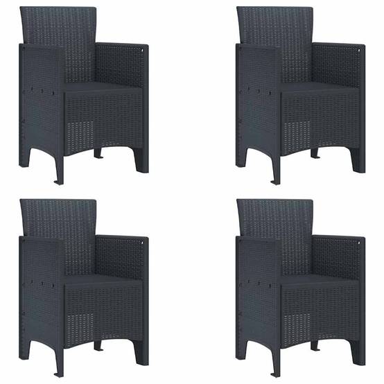 Lot De 4 Chaises De Jardin - Fauteuils De Jardin Anthracite 53 x 49 x 85 cm PP - Image 1