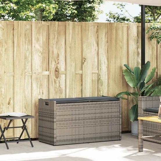 ComfortXL - Banc Coffre Rangement Extérieur Résine Tressée avec Coussin d'Assise pour Balcon 100 cm Gris – ComfortXL Outdoor Living - Image 2
