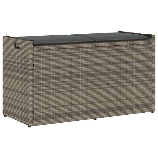 ComfortXL - Banc Coffre Rangement Extérieur Résine Tressée avec Coussin d'Assise pour Balcon 100 cm Gris – ComfortXL Outdoor Living - Image 1