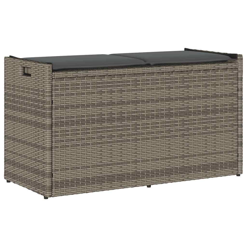 ComfortXL - Banc Coffre Rangement Extérieur Résine Tressée avec Coussin d'Assise pour Balcon 100 cm Gris – ComfortXL Outdoor Living - Image 1