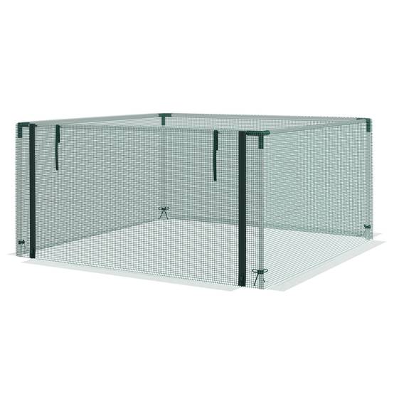 ComfortXL - Filet de protection potager acier galvanisé HDPE vert 125 x 125 x 62,5 cm avec porte zippée anti-oiseaux - Image 2
