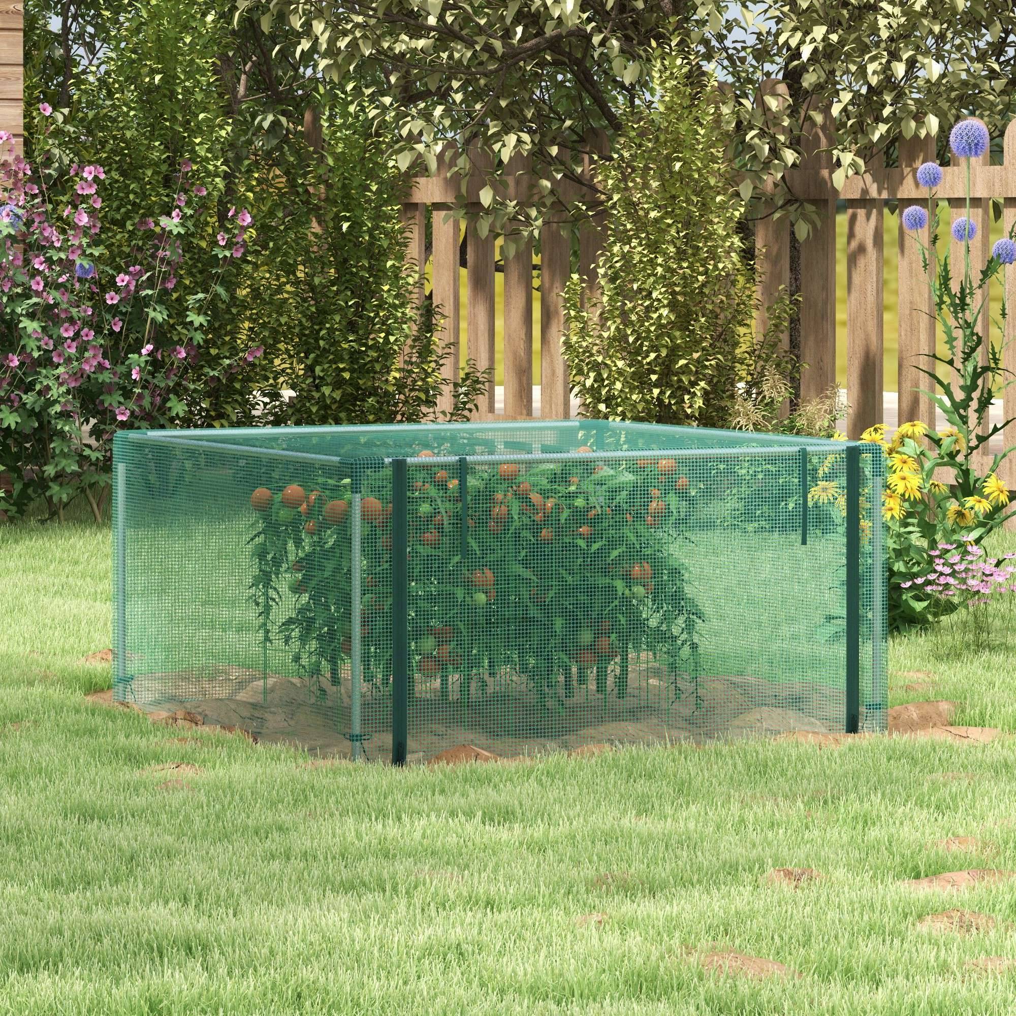 ComfortXL - Filet de protection potager acier galvanisé HDPE vert 125 x 125 x 62,5 cm avec porte zippée anti-oiseaux - Image 9