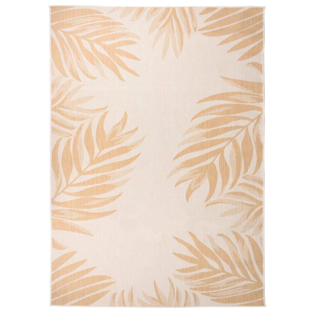 Tapis de Terrasse Motif Tropical Tissage Plat en PP Anti-UV Jaune 120x170 cm – ComfortXL Outdoor Living - Image 1
