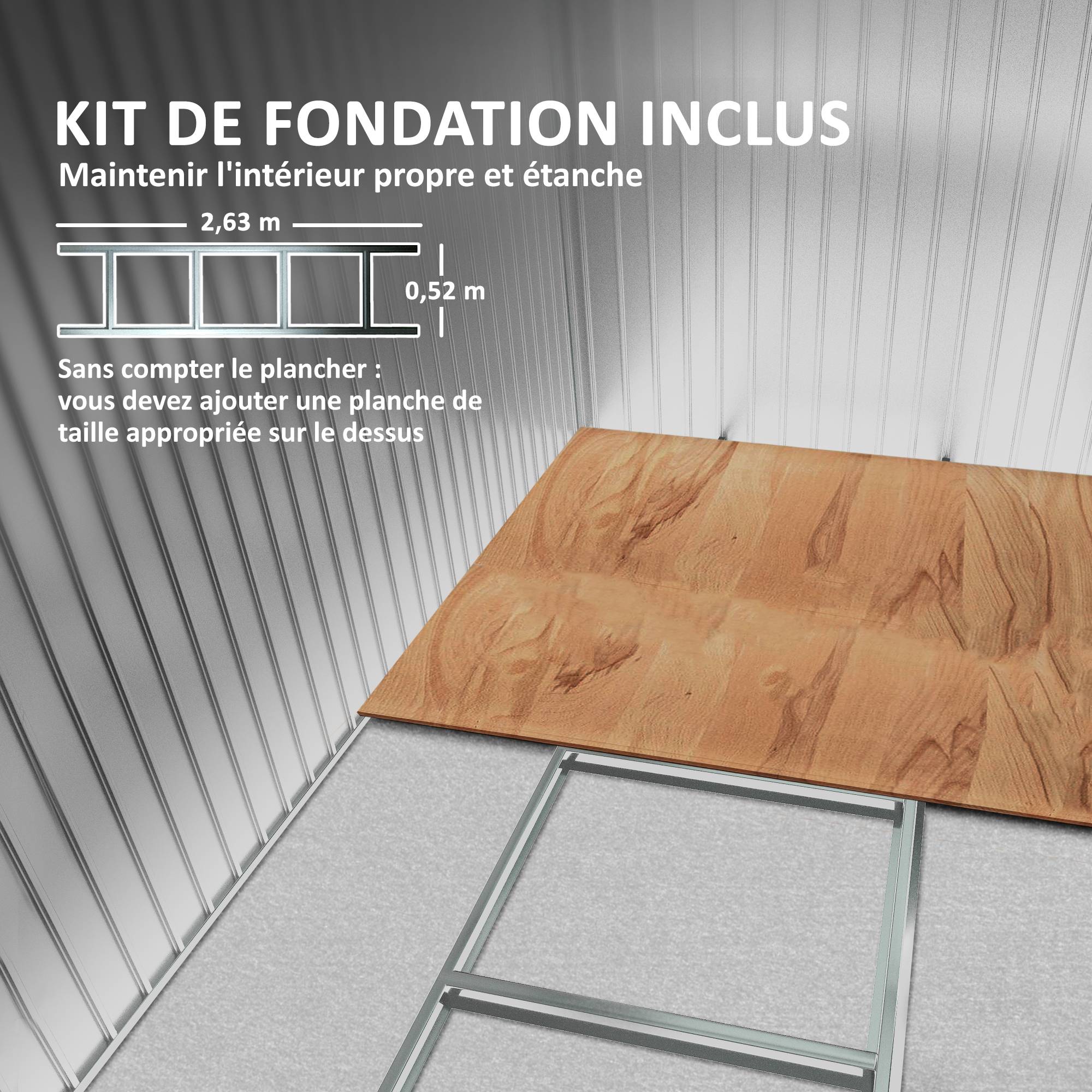 Abri de Jardin Acier Galvanisé XXL 3,6 m² avec Kit Fondation, 280 x 130 x 172 cm, Rangement Outils, Portes Coulissantes, Noir - Image 8