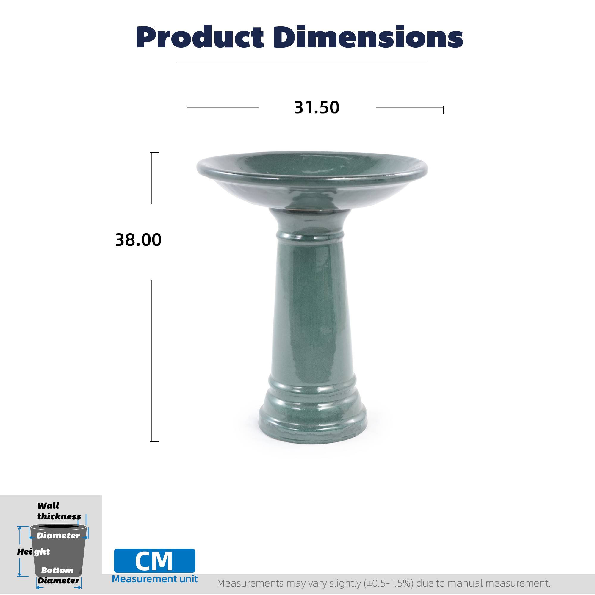 ComfortXL - Bain d’oiseaux en grès Ø 31,5 x H 38 cm vert foncé pour jardin terrasse sur pied - ComfortXL Outdoor Living - Image 7