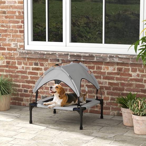 Lit pour chien acier et textilène gris 76 x 61 x 69.5 cm - PANGIVO - Image 3