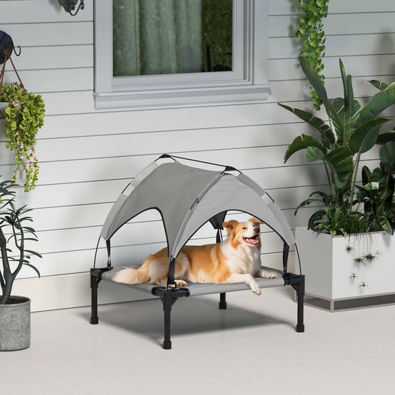 Lit pour chien acier et textilène gris 76 x 61 x 69.5 cm - PANGIVO - Image 4