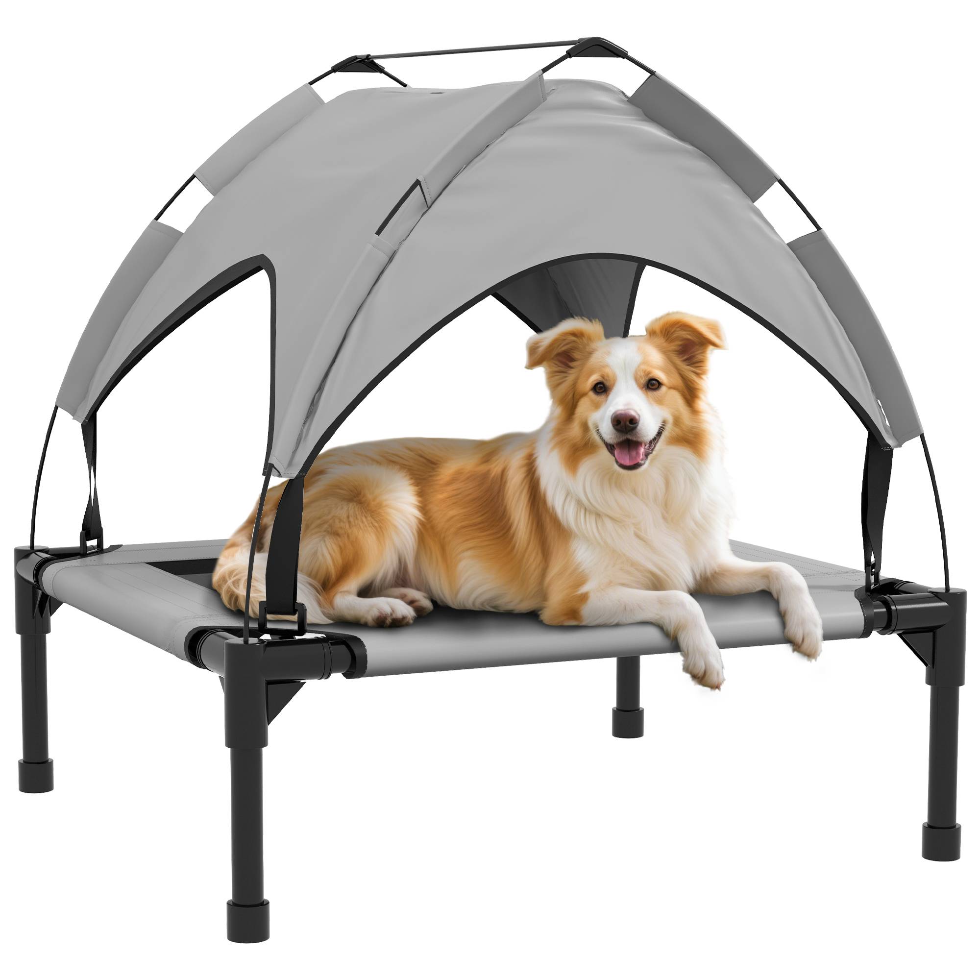 Lit pour chien acier et textilène gris 76 x 61 x 69.5 cm - PANGIVO - Image 1