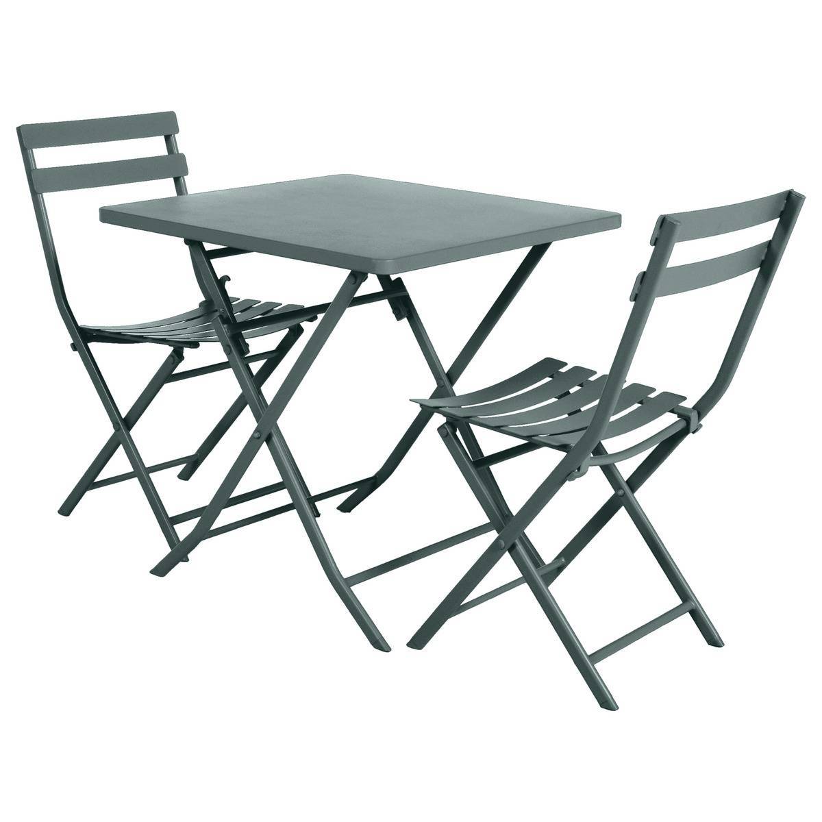 Hesperide - Table de jardin pliante carrée "Greensboro" vert jade 2 places en acier traité époxy Hespéride - Image 2