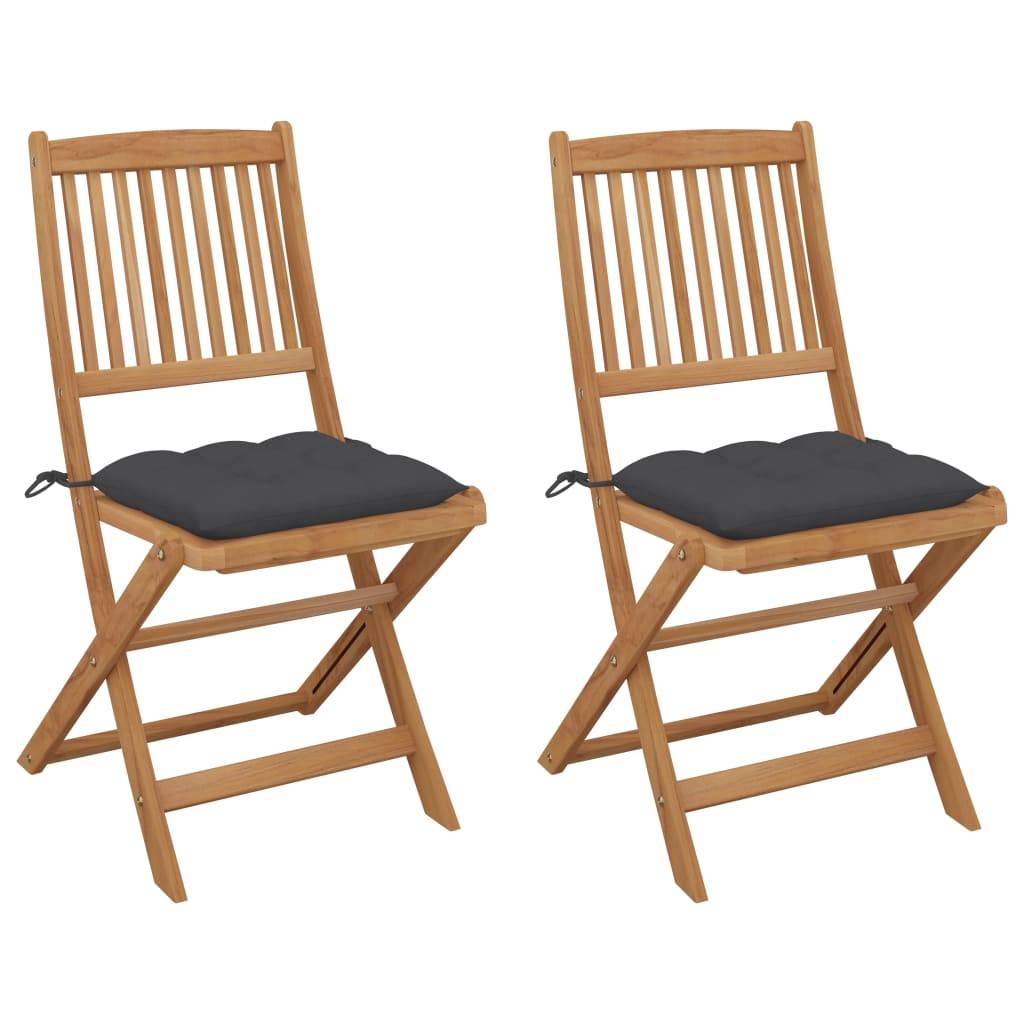Chaises pliables bois d'acacia anthracite 44 x 50 x 88 cm - PANGIVO - Image 1