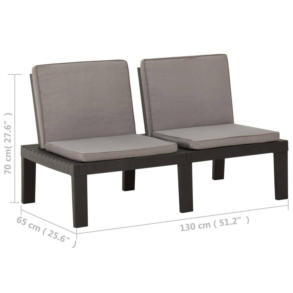 ComfortXL - Petit Salon de Jardin 2 pcs Plastique Canapé Table Basse Coussins Gris – ComfortXL Outdoor Living - Image 4
