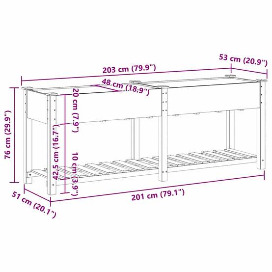 Cache-pot, Pot De Fleurs avec étagère Beige 203 x 53 x 76.5 cm g368 - Image 8