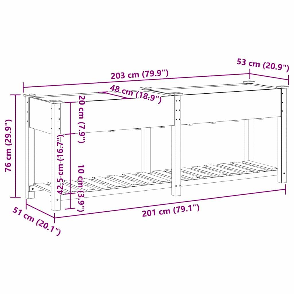 Cache-pot, Pot De Fleurs avec étagère Beige 203 x 53 x 76.5 cm g368 - Image 8