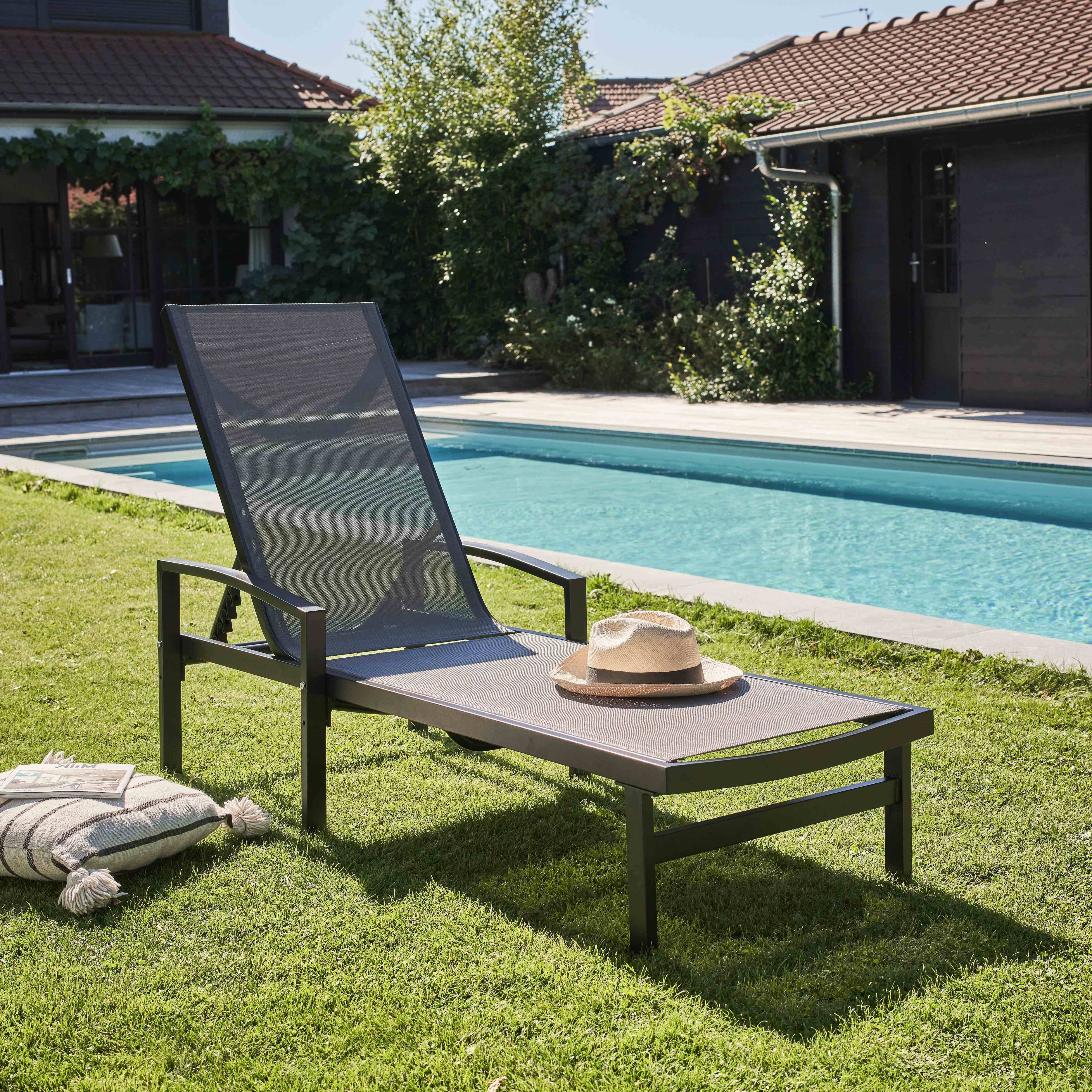 Oviala - Lot de 2 bains de soleil en aluminium gris Oléron - Oviala - Image 6