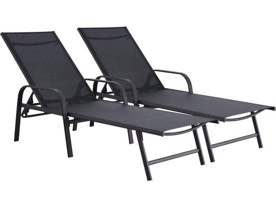 Habitat Et Jardin - Lot De 2 Bains De Soleil En Métal Avec Accoudoirs "farniente" - Noir -habitat Et Jardin - Image 1