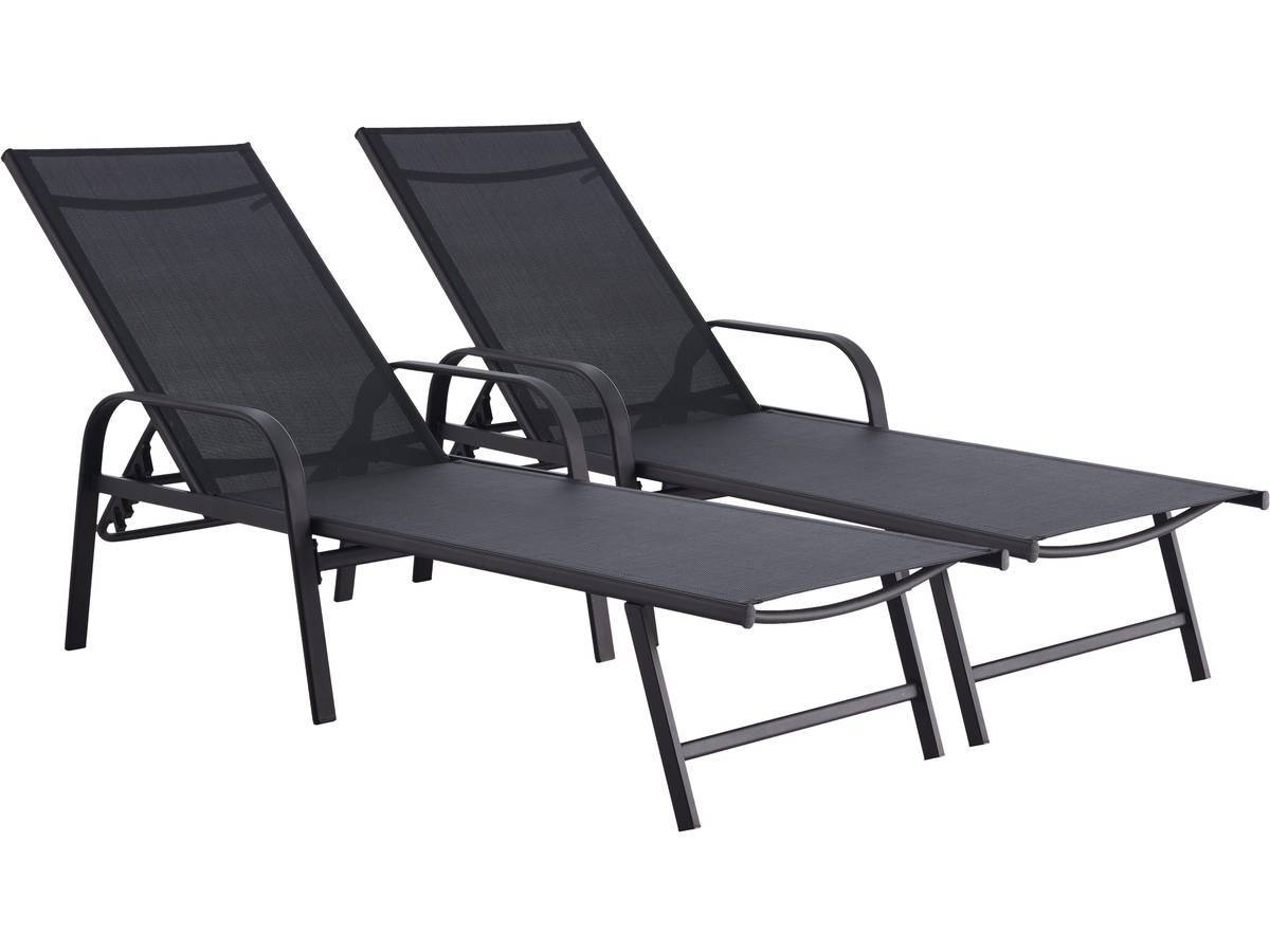 Habitat Et Jardin - Lot De 2 Bains De Soleil En Métal Avec Accoudoirs "farniente" - Noir -habitat Et Jardin - Image 1