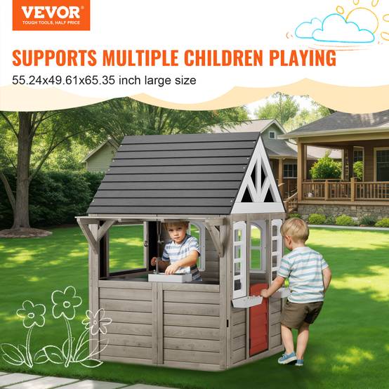 Vevor - Maisonnette extérieure en cèdre VEVOR 1,40 x 1,26 x 1,66 m, cuisine intégrée - Image 2