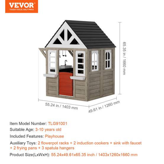 Vevor - Maisonnette extérieure en cèdre VEVOR 1,40 x 1,26 x 1,66 m, cuisine intégrée - Image 6