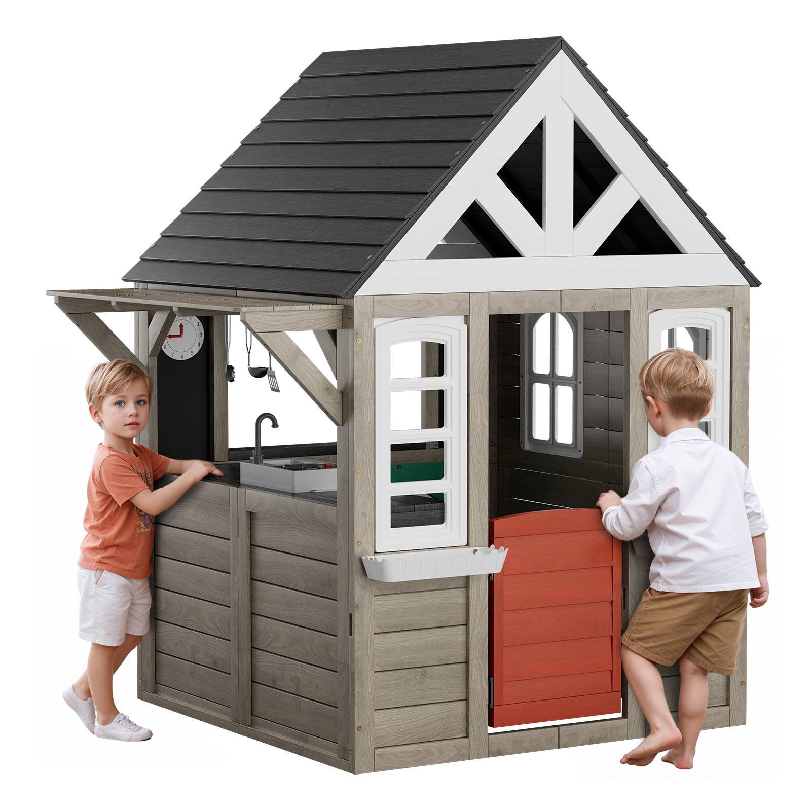 Vevor - Maisonnette extérieure en cèdre VEVOR 1,40 x 1,26 x 1,66 m, cuisine intégrée