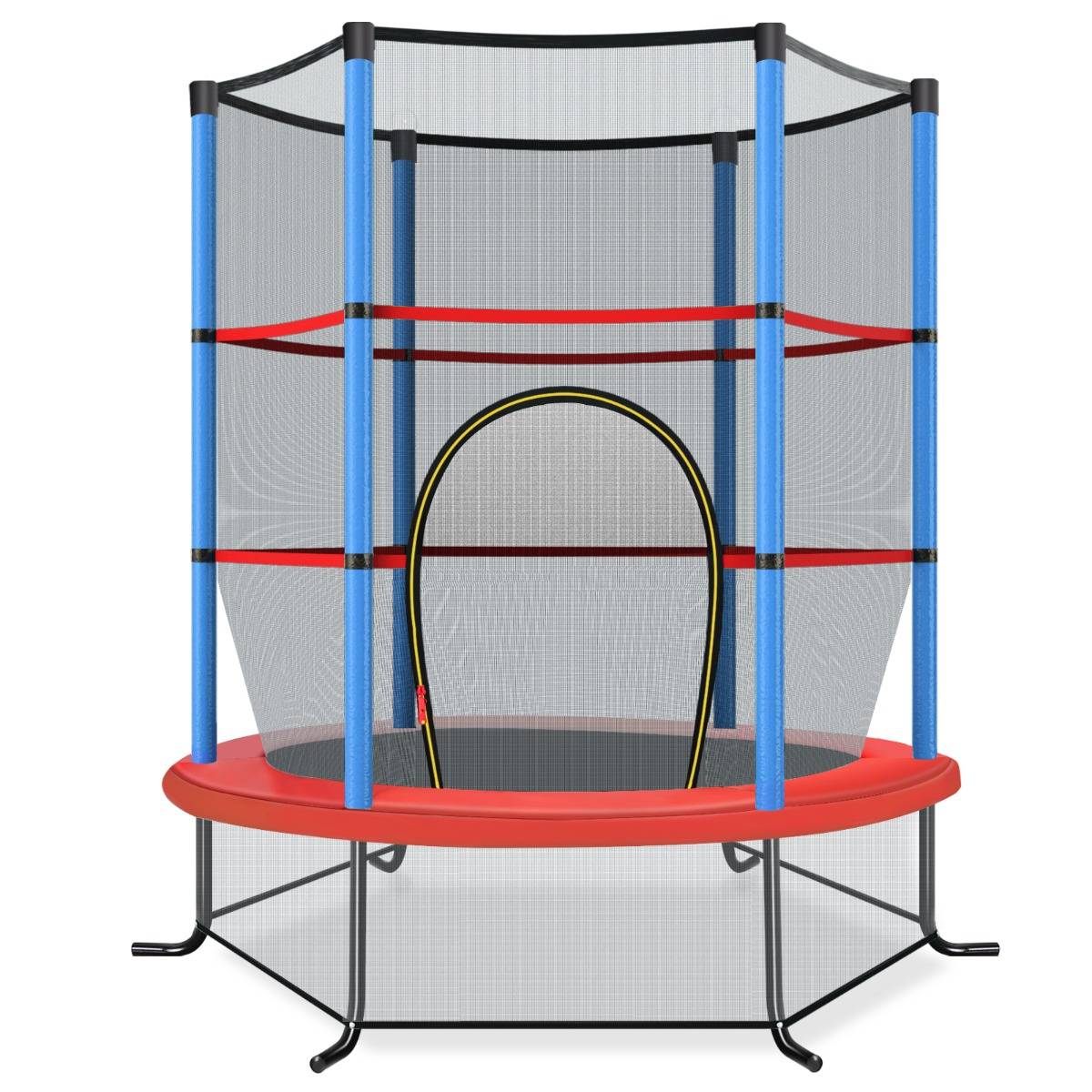 Maison Chic - Trampoline de Jardin pour Enfants Ø165CM avec Filet de Protection Appuis de Ressorts et Structure en Acier Bleu - Image 3
