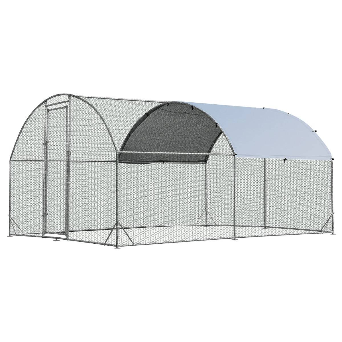 Helloshop26 - Enclos poulailler en métal galvanisé 380 x 280 cm avec housse supérieure en tissu oxford parc grillagé pour poulet canard lapin - Image 1