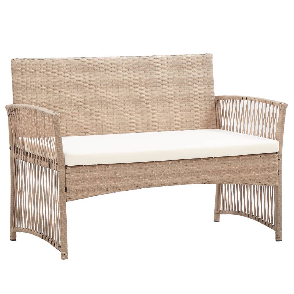 Helloshop26 - Salon de jardin meuble d'extérieur ensemble de mobilier 4 pièces avec coussins résine tressée beige - Image 7