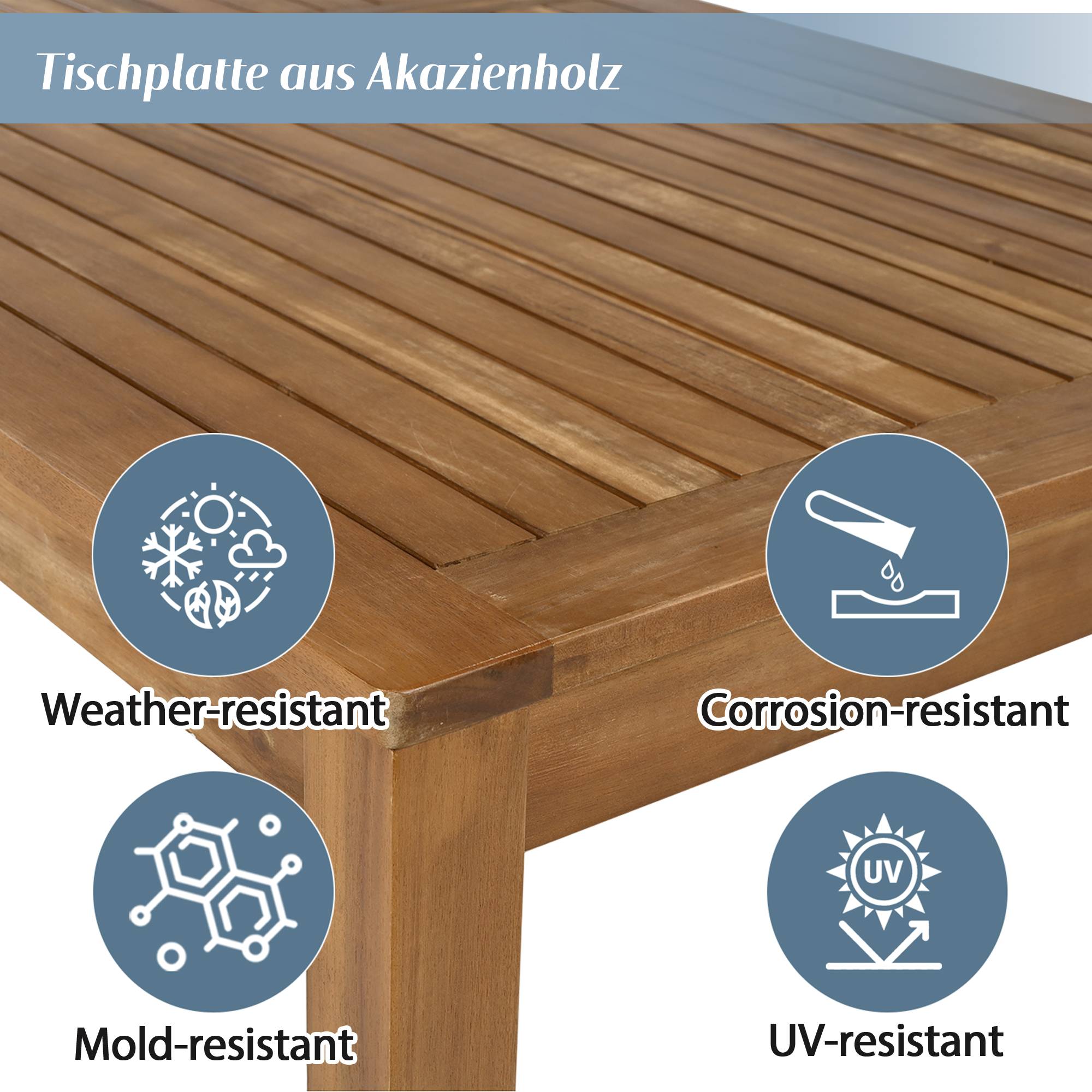 Set de jardin avec canapé d'angle, table en acacia et coussins, Gris - PANGIVO - Image 5