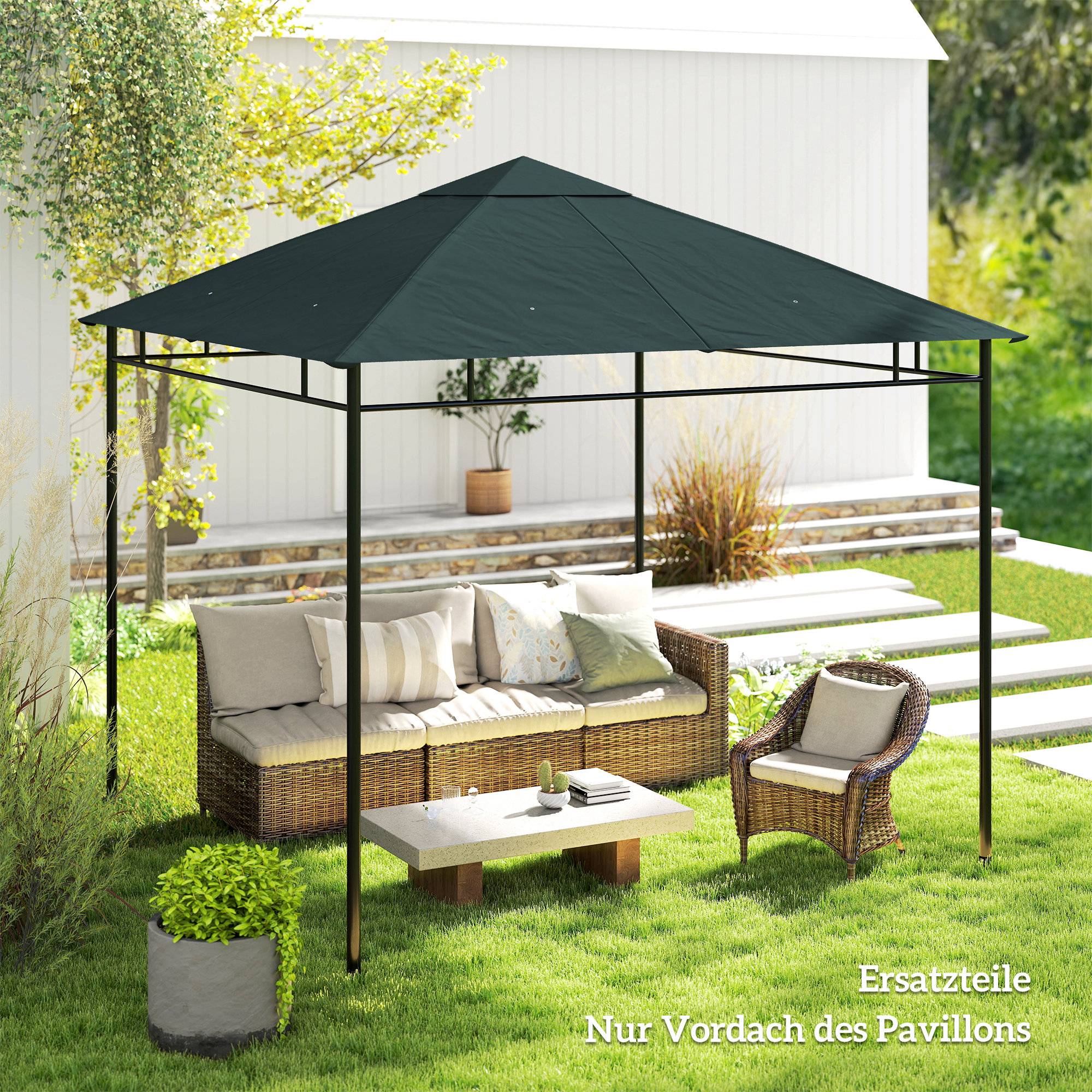 Toit remplacement pavillon jardin polyester 2,98x2,98 m gris foncé - Image 9