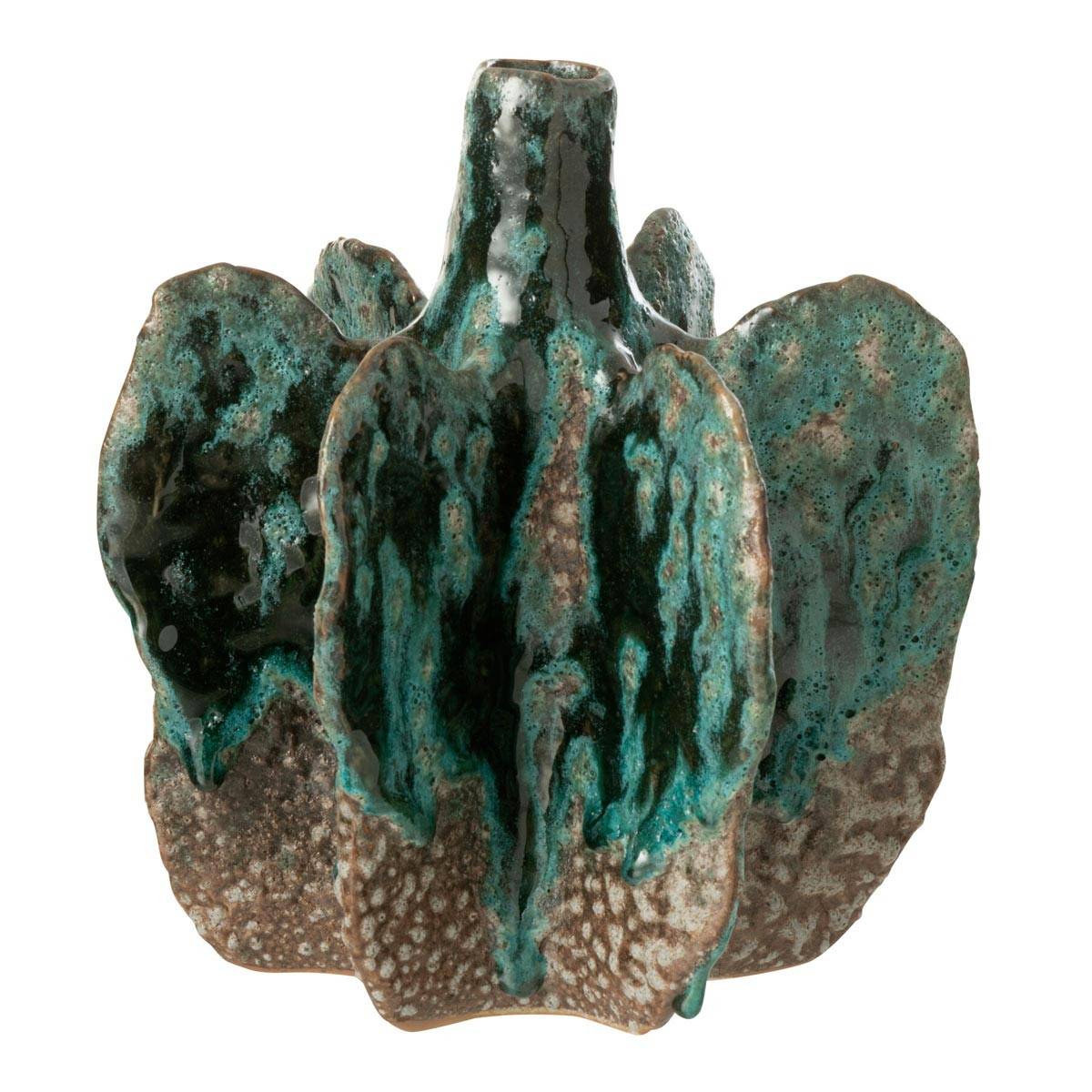 J-Line - Vase Déco en Céramique "Naga" 20cm Bleu Azur - Image 1