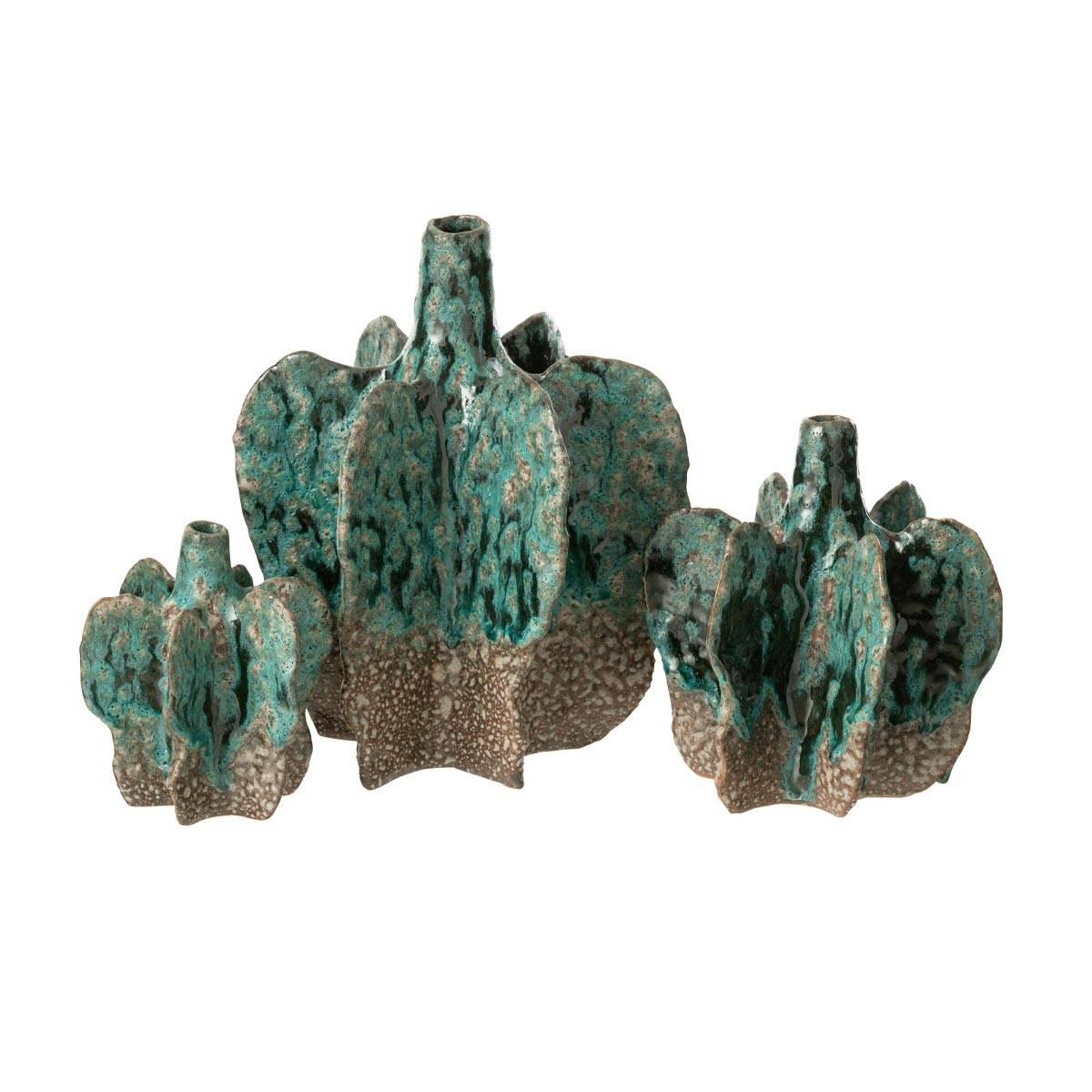 J-Line - Vase Déco en Céramique "Naga" 20cm Bleu Azur - Image 2