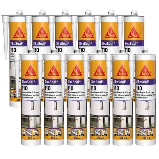 12x Mastic silicone SikaSeal 110 Menuiserie & Vitrage 300ml SIKA - Couleur: Anthracite - Image 1