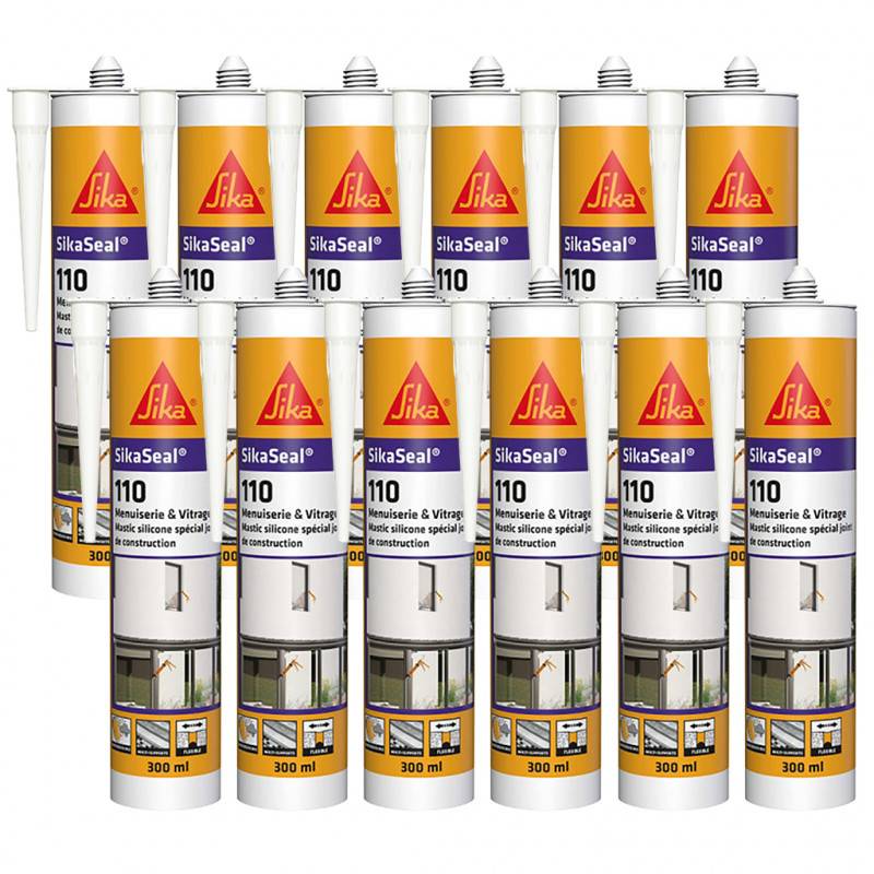 12x Mastic silicone SikaSeal 110 Menuiserie & Vitrage 300ml SIKA - Couleur: Anthracite - Image 3
